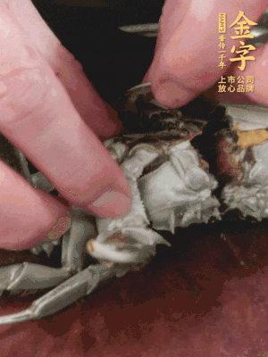 大閘蟹洗凈對(duì)半切，去底蓋去鰓。